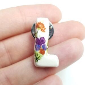 Vintage L Pin, Colorful Floral Initial Letter Monogram Brooch, Estate